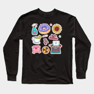 Pig Sticker Abstract Long Sleeve T-Shirt